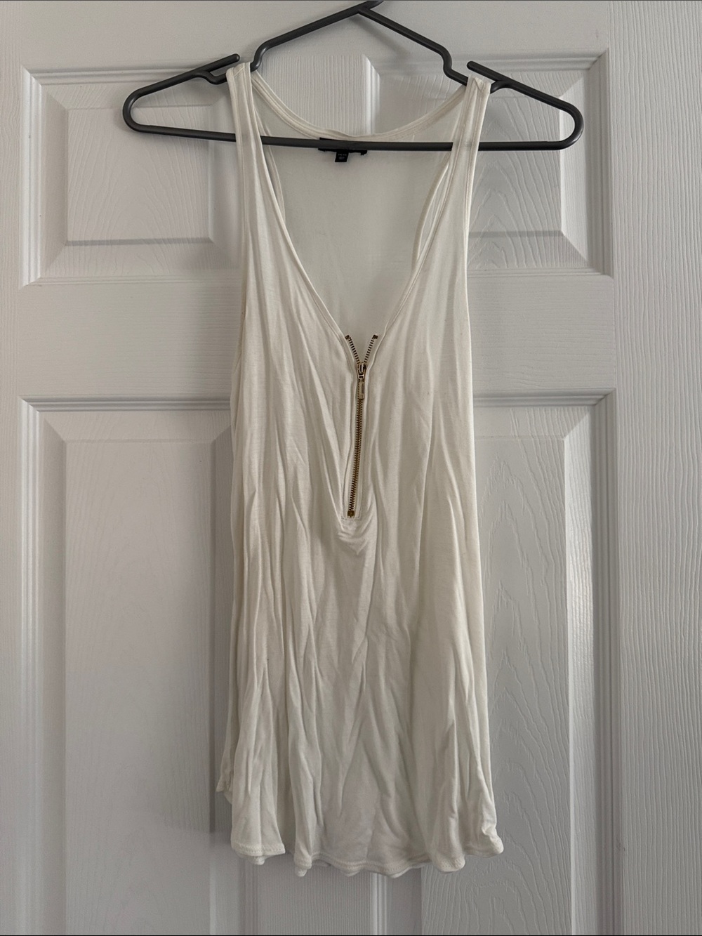 Dynamite Cream Zip-Front Draped Tank Top